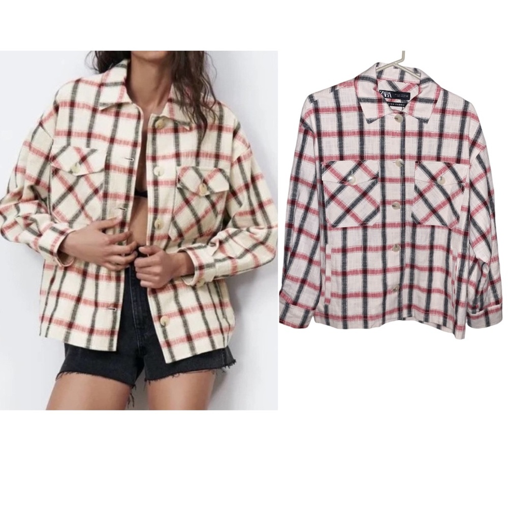 Zara plaid button down top